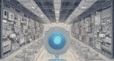 a blue and a white mannequin face to face