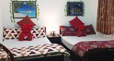 Double beds at Nobel Bungalow Nuwara Eliya – comfortable family room setup