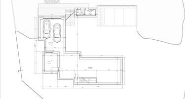 Moradia em Vila Alegre. Projeto de Arquitetura. Planta do Piso -1.