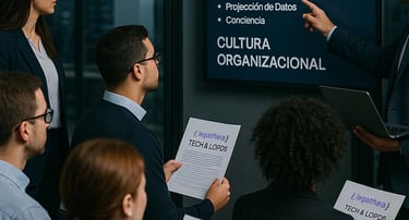 Grupo de personas en capacitación, cultura organizacional, seguridad de la información, complace