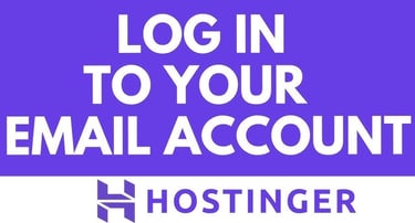 Hostinger webmail login page banner with white text on a purple background for email account access.