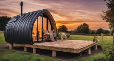 glamping pod in the British countryside