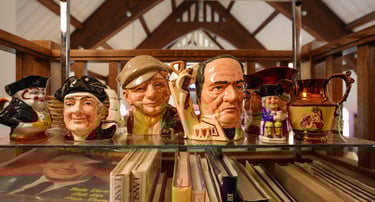 Antique mugs at Chester Creek Books in Duluth, Minnesota