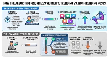 How Algorithm Prioritizes Visibility: Trending VS Non-Trending Posts Generated by Google Gemini