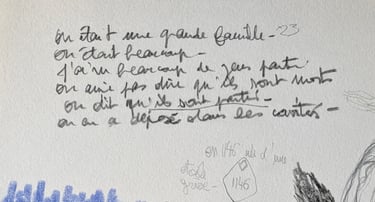 karine-nguyen-van-tham-dessin médiumnique, rite funéraire dans une cavité, mine graphite