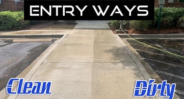 before and after photo of pressure washing in Springboro, Ohio
