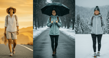 Women wearing weatherproof travel style for all kinds of weather