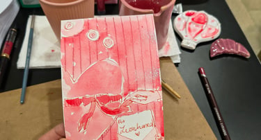 Liveillustration von Valentinstagskarten mit Aquarellfarbe