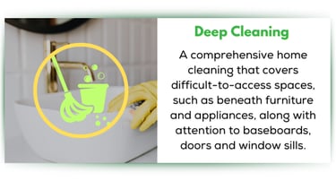 Deep cleaning service for homes, apartments, and condos, providing thorough residential cleaning