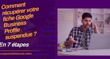 image d'un homme en colère au téléphone suite à la suspension de sa fichie Google Business Profile