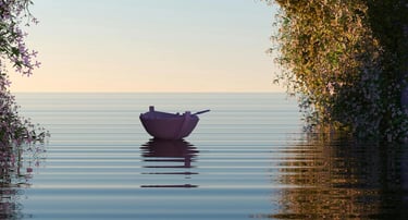 Accompagnement passeur d'âmes - Raphaël Pacchiani - Une barqui qui navigue sur des eaux calmes.