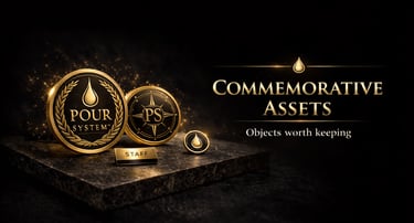 Commemorative assets visual showing coins, pins and merchandise used for legacy and tribute branding
