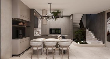 Villa T Antalya mutfak ve yemek alanı iç mimari tasarımı-La Féra Interior Design
