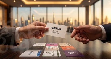 Business card printing UAE — matte laminated, gold foil, spot UV business cards by Printezar Studio 