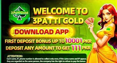 3 Patti Gold real money game in Pakistan with 111 bonus and fast withdrawal