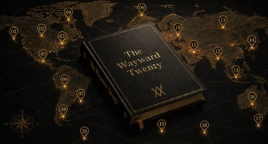 The Wayward Twenty numbered book journey map by Wayward Milne