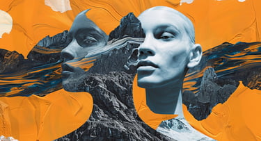 a woman with a large head of hair and a mountain in the background, contento consulting, IA