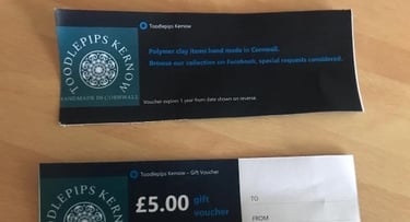 Vouchers Gift vouchers for polymer clay gifts handmade in Cornwall