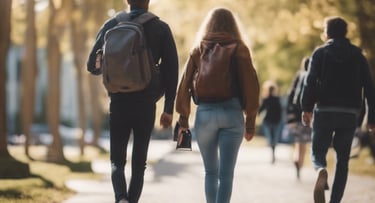 STUDENTS WOLKING IN A CAMPUS