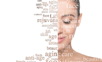 half face pic with ilusion for full face  with over lay semantic text to face