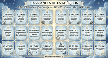 Présentation du tableau des 22 anges de la guérison Morgane Reliance