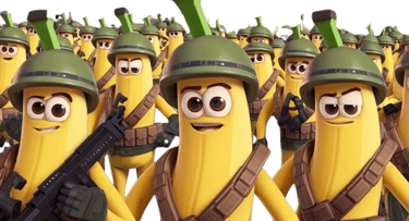 a bunch of bananas are standing in a row of soldiers