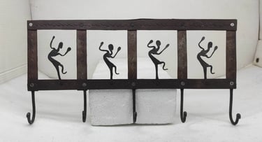 "Artistic handmade Bastar iron key rack for wall–traditional tribal craft-for international delivery"