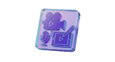 3D glass icon representing our expert digital content creation services