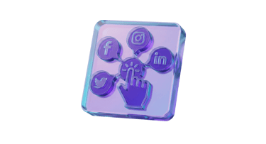 3D glass icon representing our expert social media management services