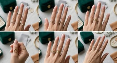 Elegant feminine hands wearing stylish knuckle rings with luxury jewelry fashion look