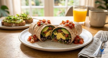 Black bean and veggie whole grain burritos.