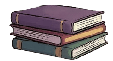 A stack of three colorful hardcover books in purple, red, and green bindings.