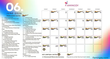 LGBTQIA+ 2026 key event dates JUNE 2026