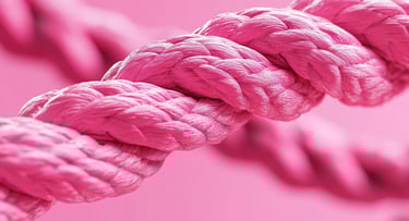 Cuerdas sobre fondo rosa con fortaleza