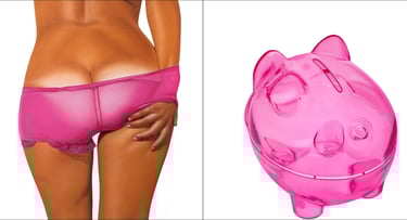 a woman in a pink panties and a piggy piggy piggy piggy