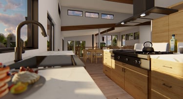 Creekside Contemporary Home Render Kitchen