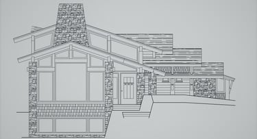 Elk Mountain Timber Frame Mountain Home Line Elevation