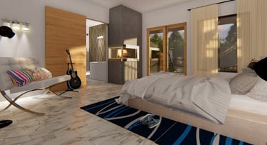 Creekside Contemporary Home Render Bed Suite-1