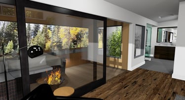 Cliff View Mountain Contemporary Home Bedroom Suite-2 Render