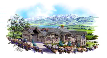 Elkhorn Timber Frame Mountain Home Render