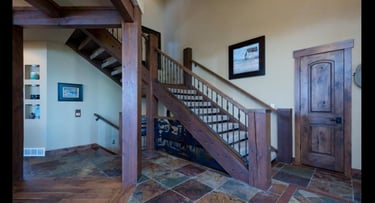 Pineview Timber Frame Mountain Home Stairs