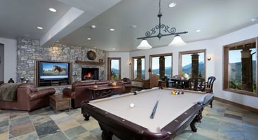 Highland Timber Frame Mountain Home Recreation Room