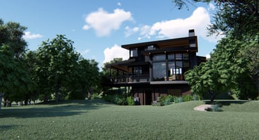 Cliff View Mountain Contemporary Home Render Rear