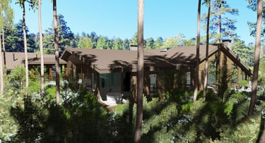SkyHaven Timber Frame Mountain Home Render Rear