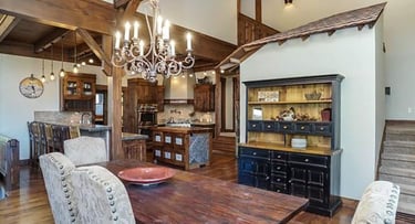 Serenity Hills Timber Frame Mountain Home Dining