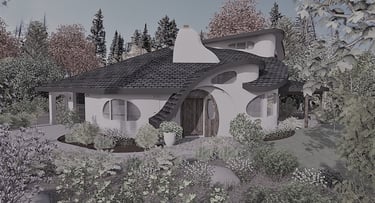 Greenwood Cottage Organic Home Slate Render Front