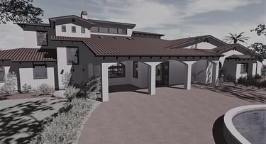 Santa Barbara Spanish Colonial Home Slate Render Front