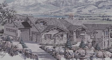 Elkhorn Timber Frame Mountain Home Render