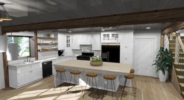 Castle Ridge Hillside Contemporary Home Kitchen Render