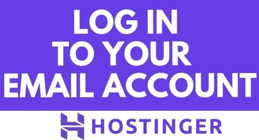Hostinger webmail login page banner with white text on a purple background for email account access.